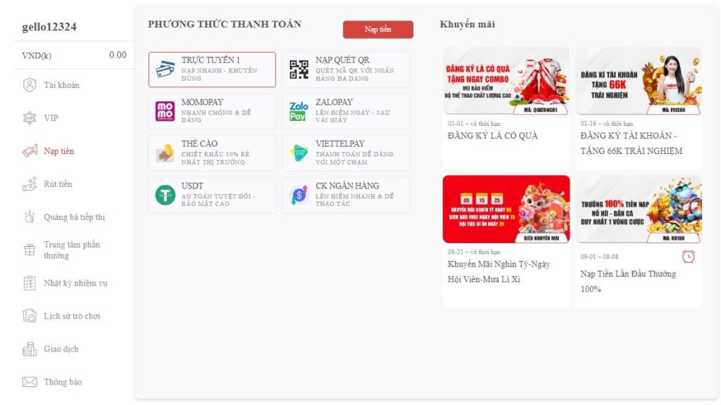 Nạp Tiền MB66: Thao Tác Giao Dịch Dễ Dàng 6 Lựa chọn phương thức nạp tiền MB66 phù hợp